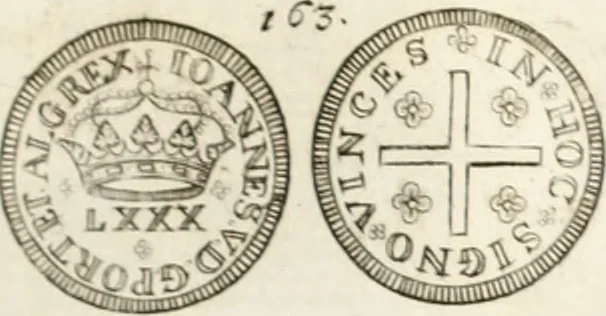 An illustration from Historia genealogica da casa real portugueza : desde a sua origem até o presente, com as familias illustres, que precedem dos reys, e dos serenissimos duques de Bragança ..., 1735, leaf 558