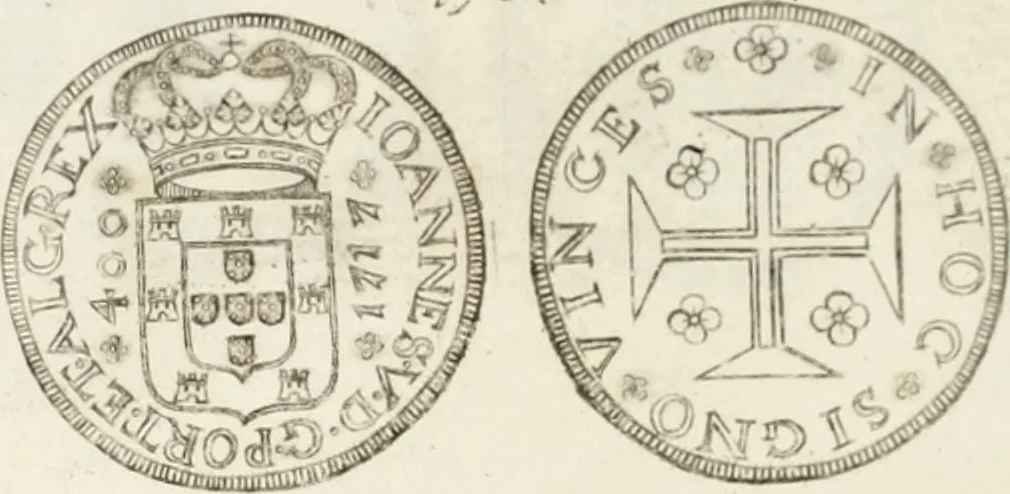 An illustration from Historia genealogica da casa real portugueza : desde a sua origem até o presente, com as familias illustres, que precedem dos reys, e dos serenissimos duques de Bragança ..., 1735, leaf 560
