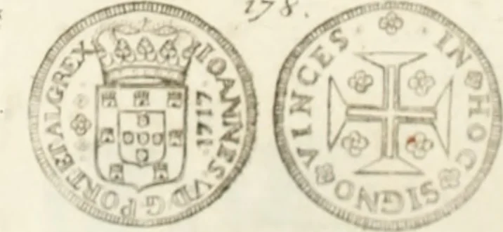 An illustration from Historia genealogica da casa real portugueza : desde a sua origem até o presente, com as familias illustres, que precedem dos reys, e dos serenissimos duques de Bragança ..., 1735, leaf 560