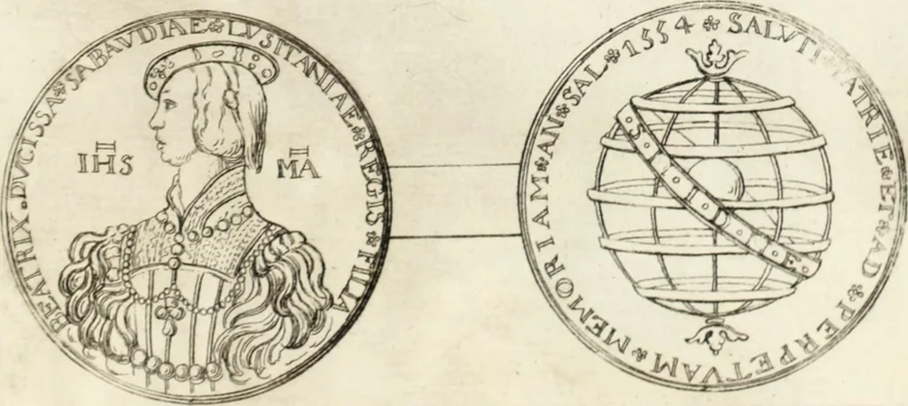 An illustration from Historia genealogica da casa real portugueza : desde a sua origem até o presente, com as familias illustres, que precedem dos reys, e dos serenissimos duques de Bragança ..., 1735, leaf 568