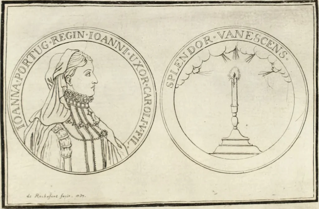 An illustration from Historia genealogica da casa real portugueza : desde a sua origem até o presente, com as familias illustres, que precedem dos reys, e dos serenissimos duques de Bragança ..., 1735, leaf 570