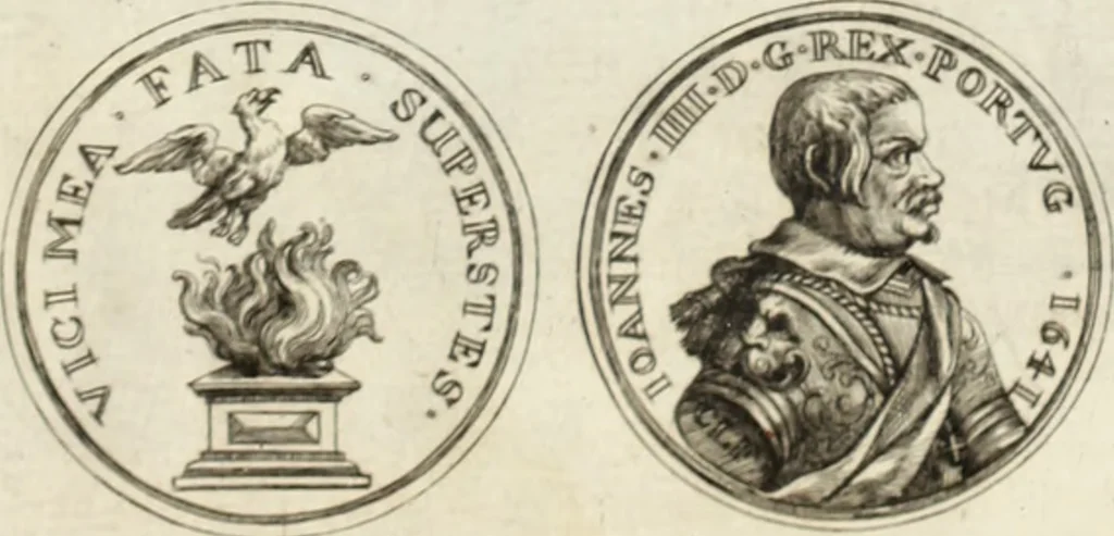 An illustration from Historia genealogica da casa real portugueza : desde a sua origem até o presente, com as familias illustres, que precedem dos reys, e dos serenissimos duques de Bragança ..., 1735, leaf 570
