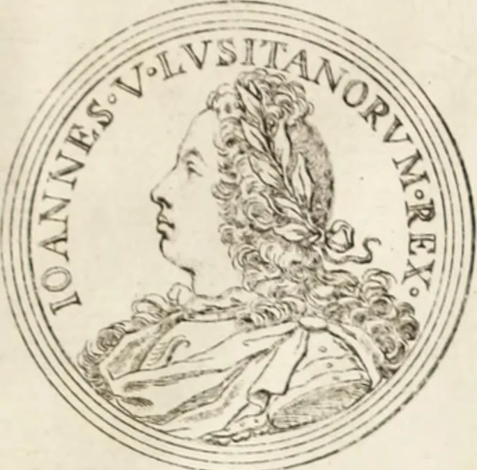 An illustration from Historia genealogica da casa real portugueza : desde a sua origem até o presente, com as familias illustres, que precedem dos reys, e dos serenissimos duques de Bragança ..., 1735, leaf 576