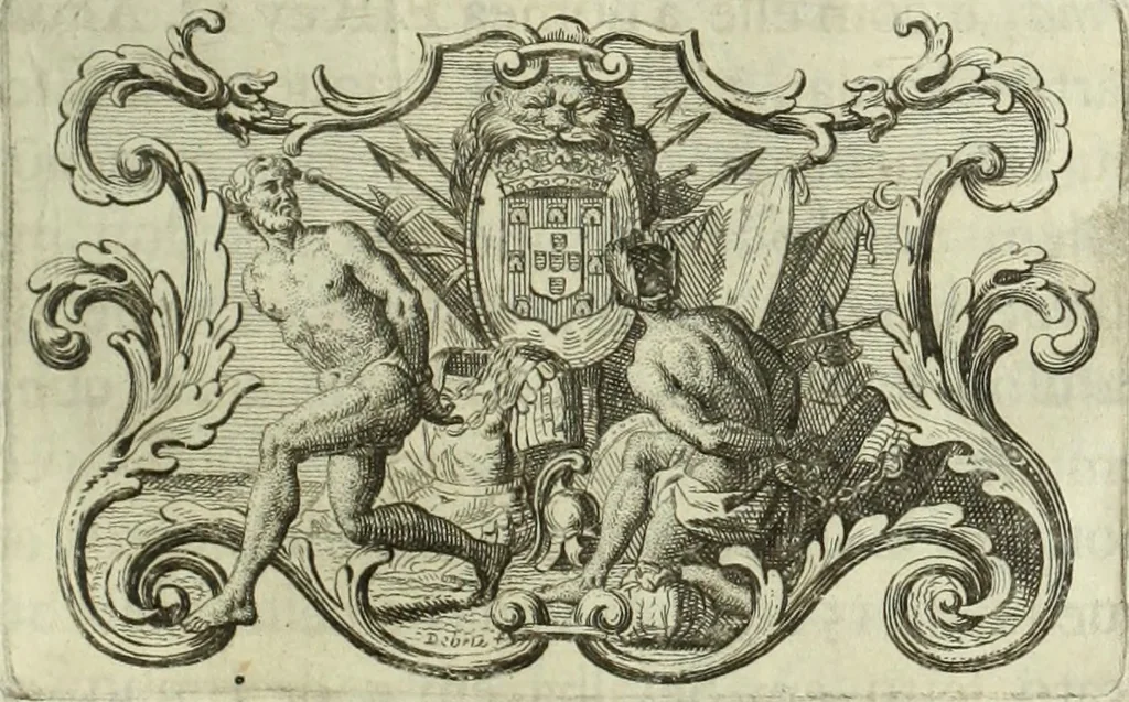 An illustration from Historia genealogica da casa real portugueza : desde a sua origem até o presente, com as familias illustres, que precedem dos reys, e dos serenissimos duques de Bragança ..., 1735, leaf 198