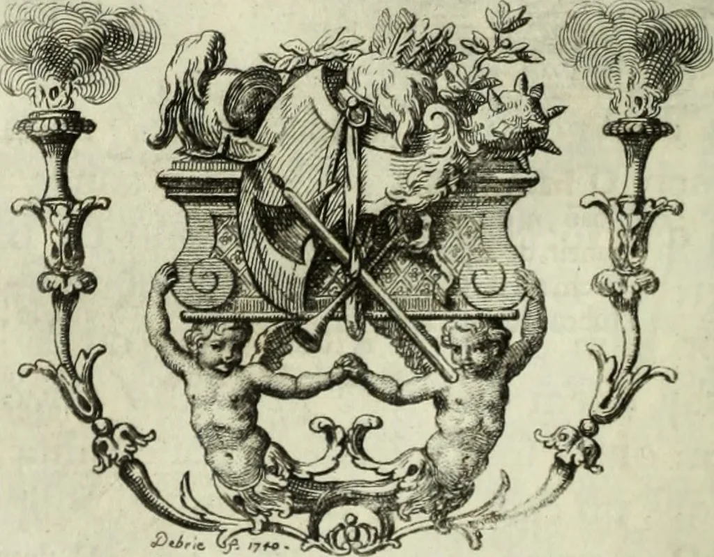 An illustration from Historia genealogica da casa real portugueza : desde a sua origem até o presente, com as familias illustres, que precedem dos reys, e dos serenissimos duques de Bragança ..., 1735, leaf 477