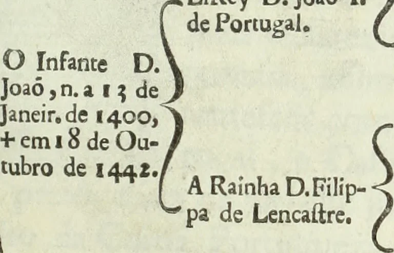 An illustration from Historia genealogica da casa real portugueza : desde a sua origem até o presente, com as familias illustres, que precedem dos reys, e dos serenissimos duques de Bragança ..., 1735, leaf 478