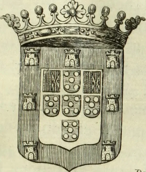 An illustration from Historia genealogica da casa real portugueza : desde a sua origem até o presente, com as familias illustres, que precedem dos reys, e dos serenissimos duques de Bragança ..., 1735, leaf 620