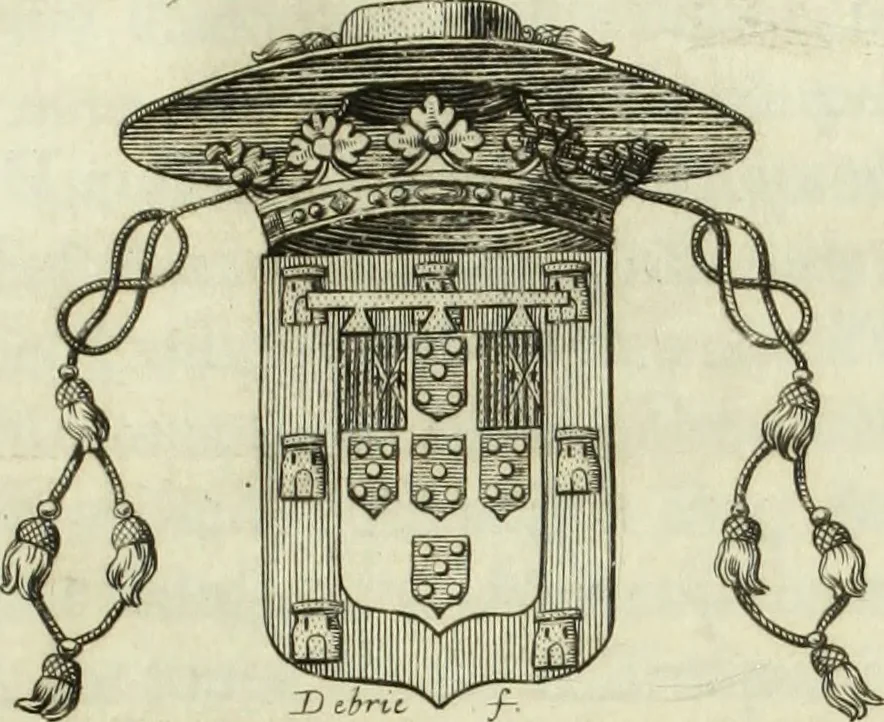 An illustration from Historia genealogica da casa real portugueza : desde a sua origem até o presente, com as familias illustres, que precedem dos reys, e dos serenissimos duques de Bragança ..., 1735, leaf 654