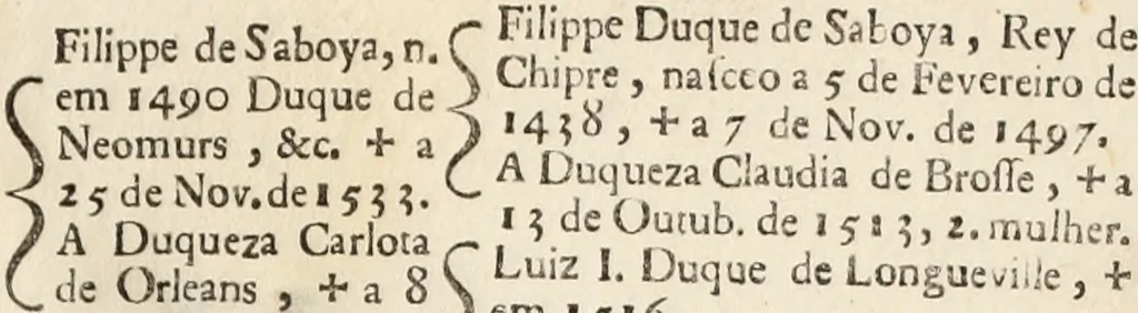 An illustration from Historia genealogica da casa real portugueza : desde a sua origem até o presente, com as familias illustres, que precedem dos reys, e dos serenissimos duques de Bragança ..., 1735, leaf 434