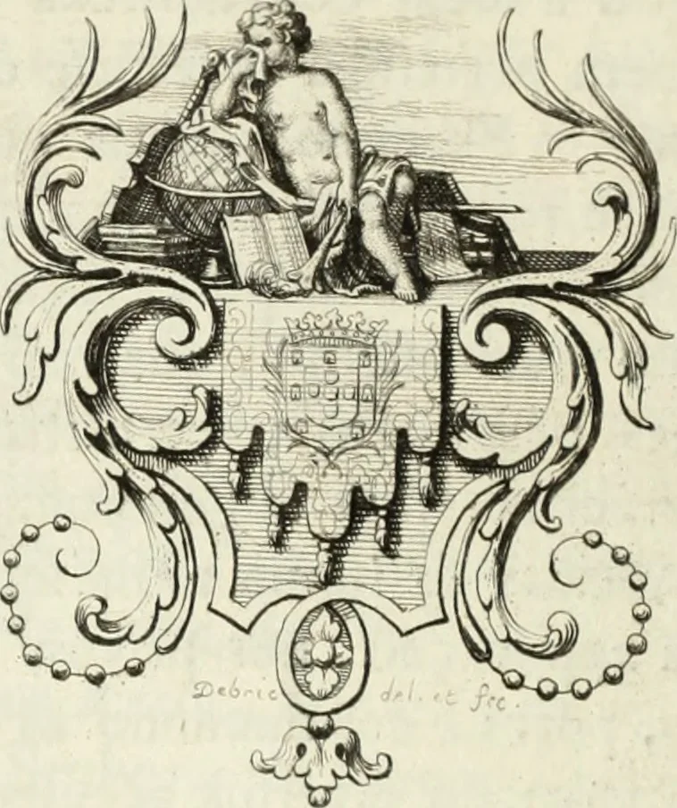 An illustration from Historia genealogica da casa real portugueza : desde a sua origem até o presente, com as familias illustres, que precedem dos reys, e dos serenissimos duques de Bragança, 1735, leaf 381