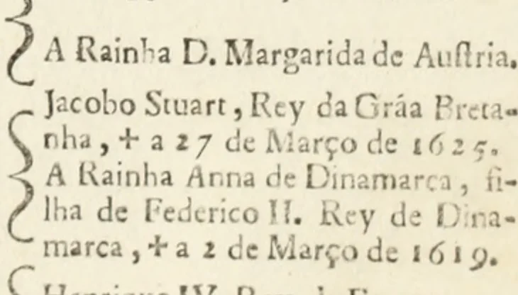 An illustration from Historia genealogica da casa real portugueza : desde a sua origem até o presente, com as familias illustres, que precedem dos reys, e dos serenissimos duques de Bragança, 1735, leaf 406