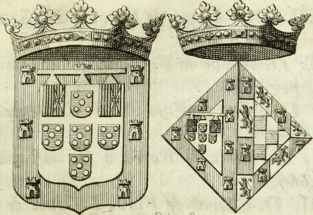 An illustration from Historia genealogica da casa real portugueza : desde a sua origem até o presente, com as familias illustres, que precedem dos reys, e dos serenissimos duques de Bragança, 1735, leaf 22