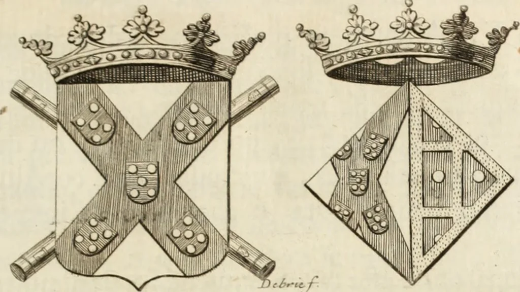 An illustration from Historia genealogica da casa real portugueza : desde a sua origem até o presente, com as familias illustres, que precedem dos reys, e dos serenissimos duques de Bragança, 1735, leaf 20