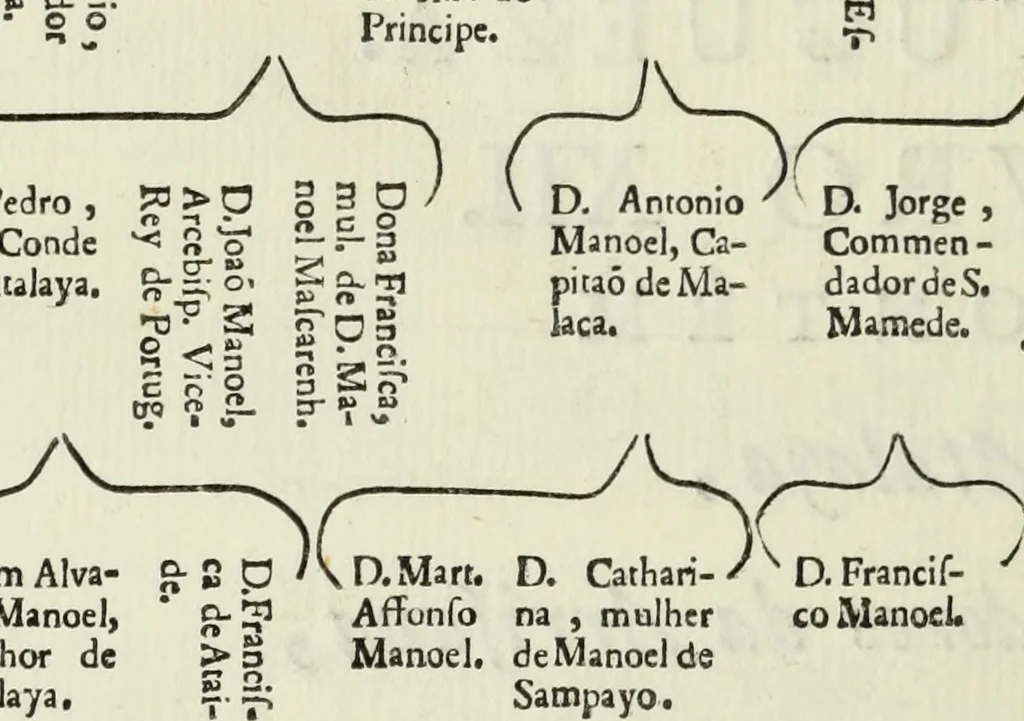An illustration from Historia genealogica da casa real portugueza : desde a sua origem até o presente, com as familias illustres, que precedem dos reys, e dos serenissimos duques de Bragança, 1735, leaf 379