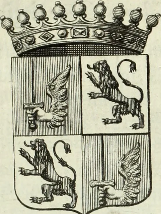 An illustration from Historia genealogica da casa real portugueza : desde a sua origem até o presente, com as familias illustres, que precedem dos reys, e dos serenissimos duques de Bragança, 1735, leaf 380