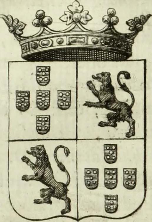 An illustration from Historia genealogica da casa real portugueza : desde a sua origem até o presente, com as familias illustres, que precedem dos reys, e dos serenissimos duques de Bragança, 1735, leaf 80