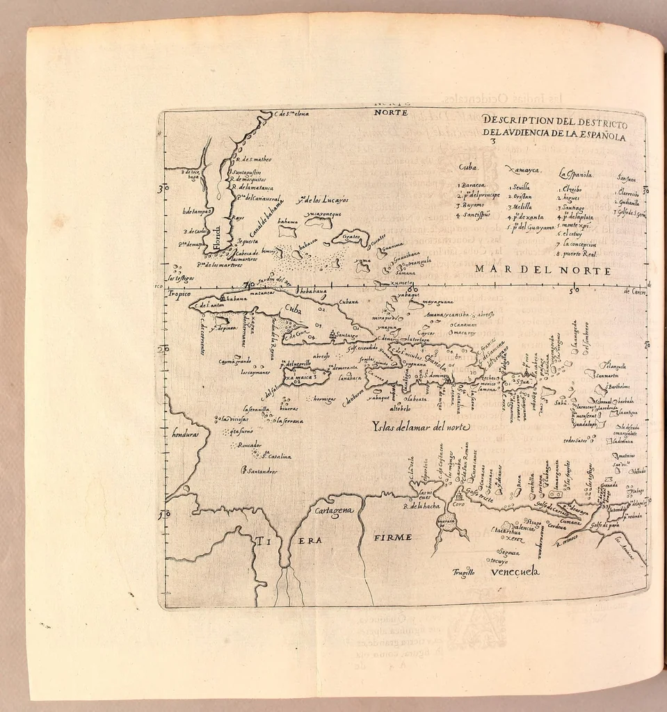 An illustration from Historia general de los hechos de los castellanos en las islas i Tierra Firme del Mar Oceano, 1601, leaf 716