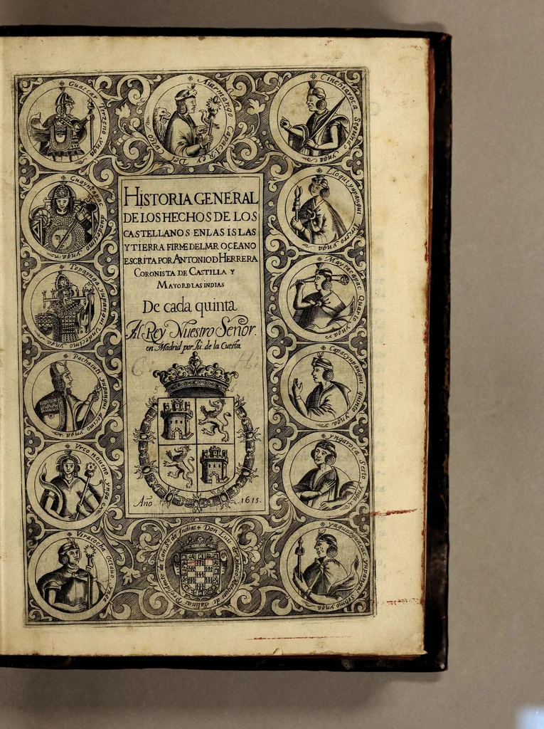 An illustration from Historia general de los hechos de los castellanos en las islas i Tierra Firme del Mar Oceano, 1601, leaf 5