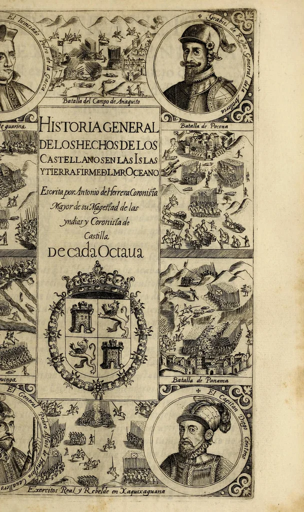 An illustration from Historia general de los hechos de los castellanos en las islas i Tierra Firme del Mar Oceano, 1601, leaf 349