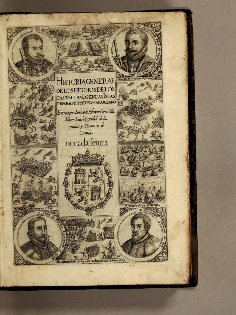 An illustration from Historia general de los hechos de los castellanos en las islas i Tierra Firme del Mar Oceano, 1601, leaf 5