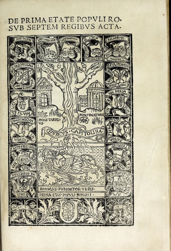 An illustration from Historia illvst. Romanorvm a Iano vsq. ad captam a Gotthis vrbem, 1510, leaf 23