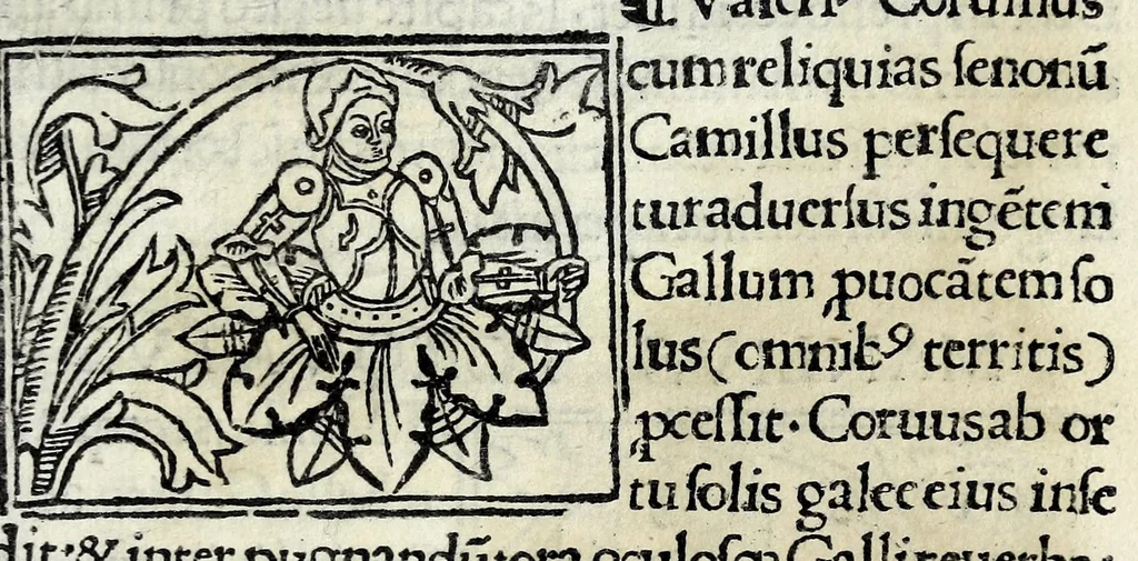 An illustration from Historia illvst. Romanorvm a Iano vsq. ad captam a Gotthis vrbem, 1510, leaf 35