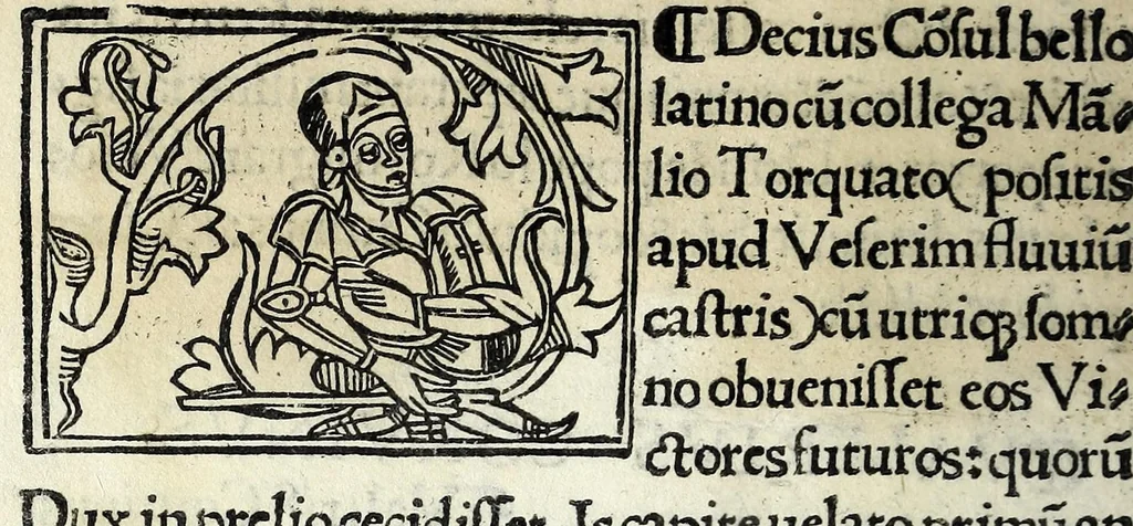 An illustration from Historia illvst. Romanorvm a Iano vsq. ad captam a Gotthis vrbem, 1510, leaf 36