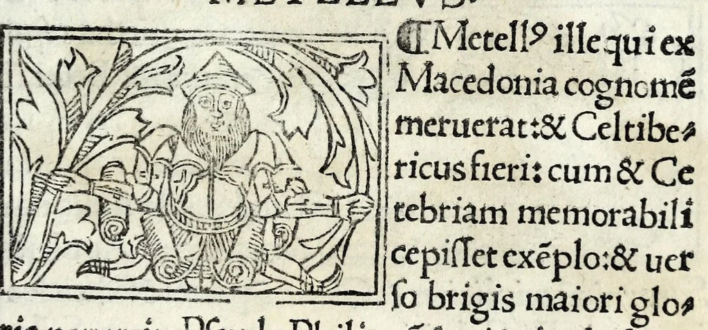 An illustration from Historia illvst. Romanorvm a Iano vsq. ad captam a Gotthis vrbem, 1510, leaf 49