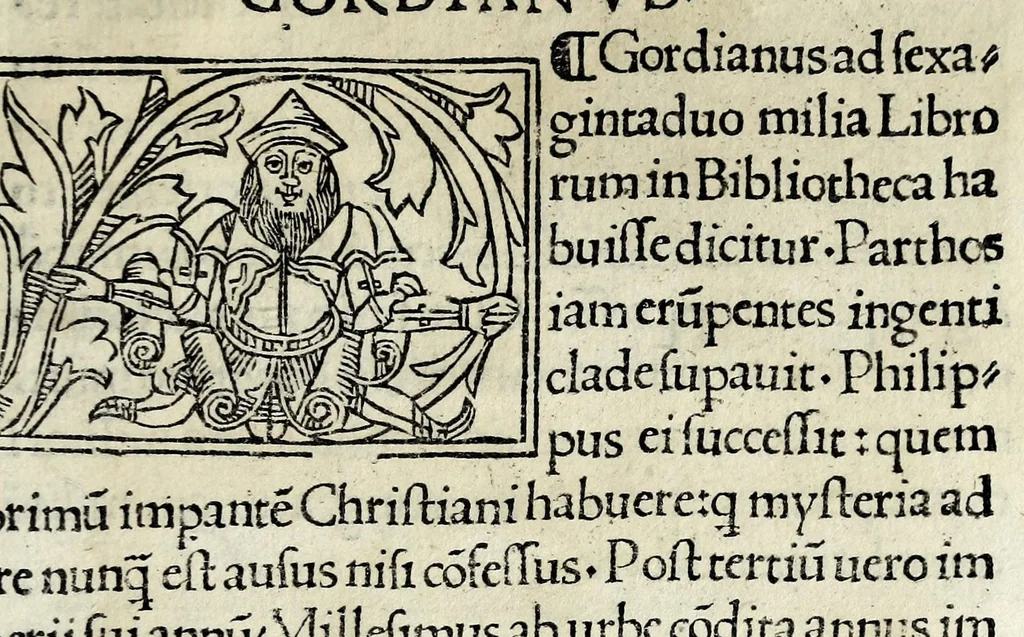 An illustration from Historia illvst. Romanorvm a Iano vsq. ad captam a Gotthis vrbem, 1510, leaf 63