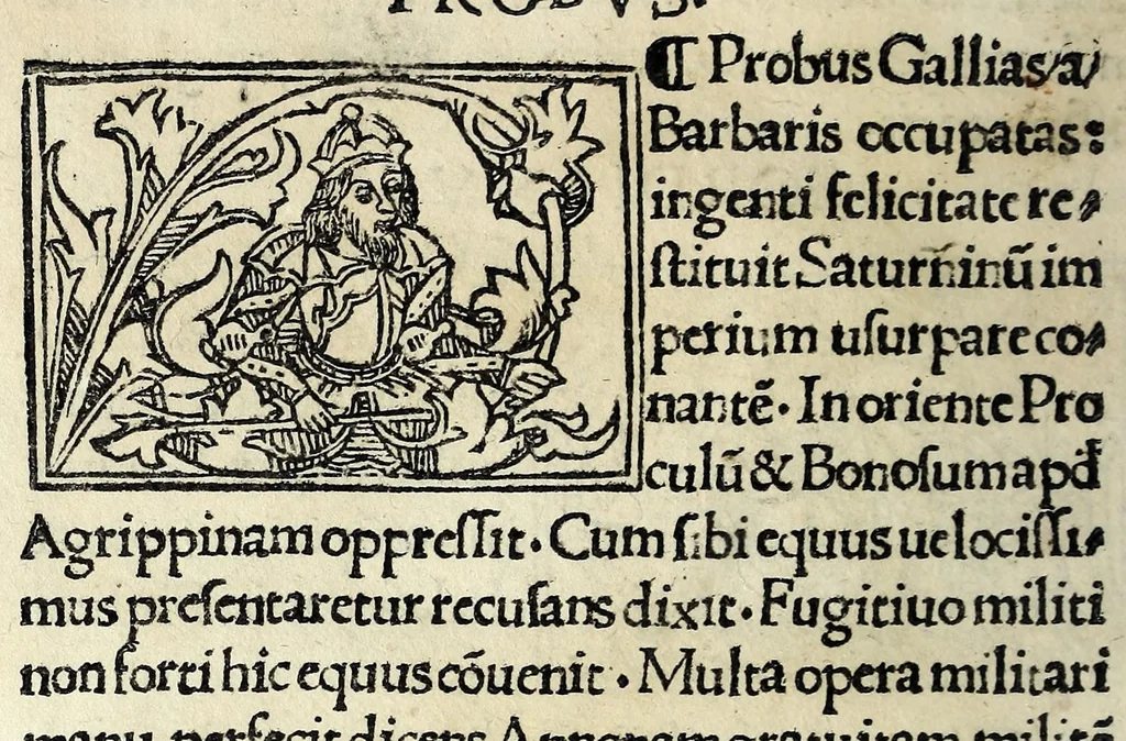 An illustration from Historia illvst. Romanorvm a Iano vsq. ad captam a Gotthis vrbem, 1510, leaf 64