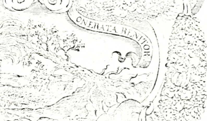 An illustration from Historia insignium illustrium sev Operis heraldici pars specialis : continens delineationem insignium plerorumque regum, ducum principum, comitum & baronum in cultiori Europa, cum explicatione singularum tesserarum, & multis ad familiarum decora titulos atque jura spectantibus, nec non tabulis aeneis scuta galeasq : in opere explicata obtutui exponentibus & indicibus necessariis, 1680, leaf 4