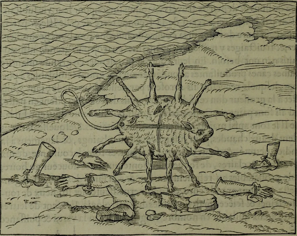 An illustration from [Historiale description de l'Afrique, tierce partie du monde :bcontenant ses royaumes, regions, viles, cités, chateaux et forteresses : iles, flleuves, animaux, tant aquatiques, que terrestres : coutumes, loix, religion et façon de faire des habitas : auec pourtraits de leurs habis : emsemble autres choses memorables et singulières nouueautés, 1556, leaf 121