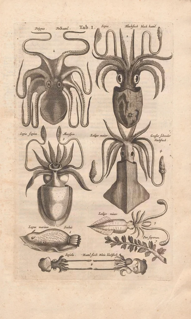 An illustration from Historiæ naturalis de exanguibus aquaticis libri IV, 1657, leaf 9
