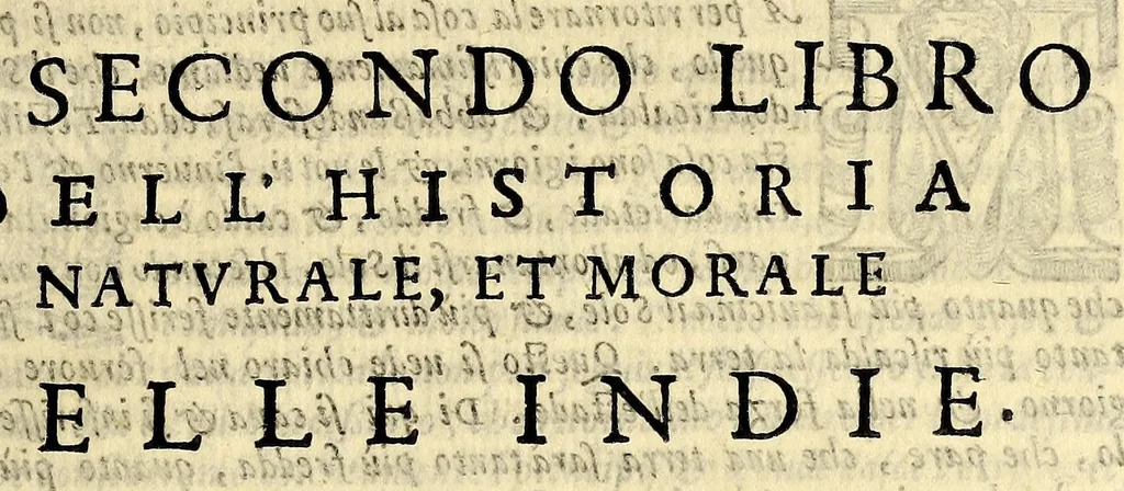 An illustration from Historia naturale, e morale delle Indie,, 1591, leaf 97