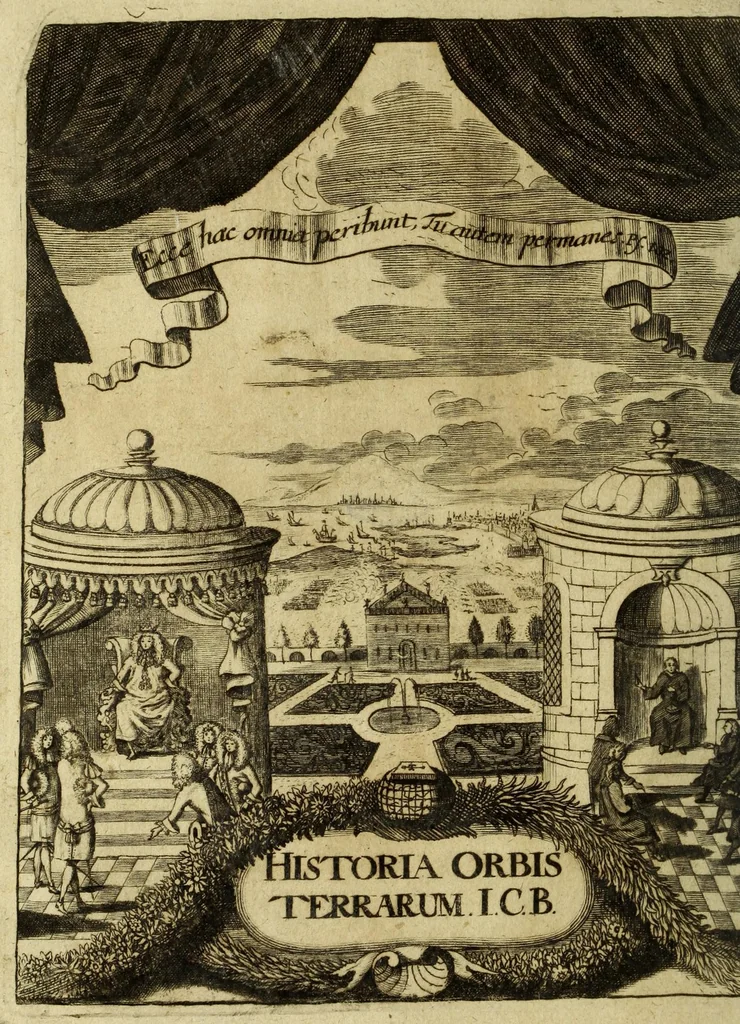 An illustration from Historia orbis terrarum, geographica et civilis, de variis negotiis : nostri potiss. & superioris seculi, aliisve rebus selectioribus, 1680, leaf 6