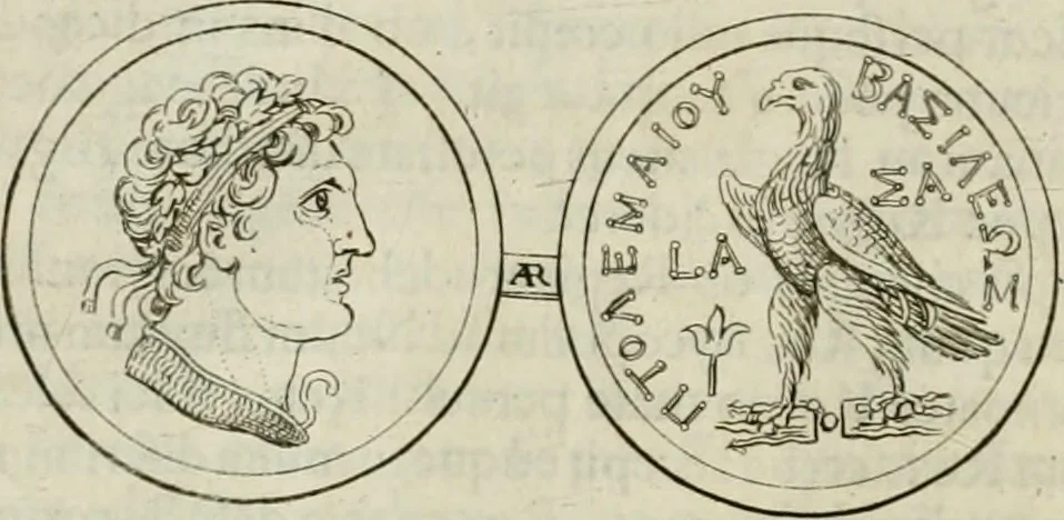An illustration from Historia Ptolemaeorum Aegypti regum : ad fidem numismatum accommodata, 1701, leaf 107
