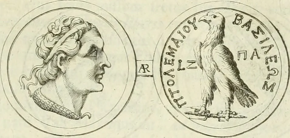 An illustration from Historia Ptolemaeorum Aegypti regum : ad fidem numismatum accommodata, 1701, leaf 108