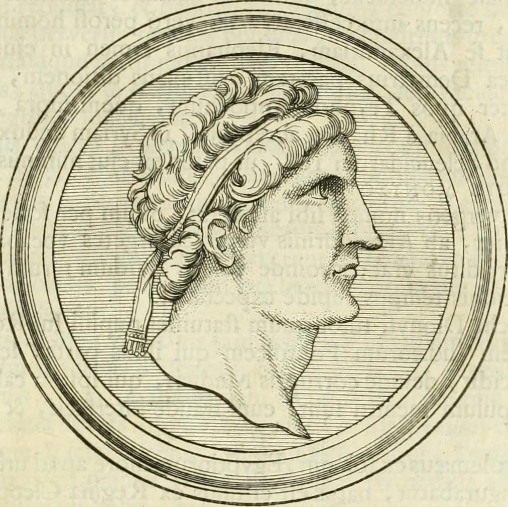 An illustration from Historia Ptolemaeorum Aegypti regum : ad fidem numismatum accommodata, 1701, leaf 128