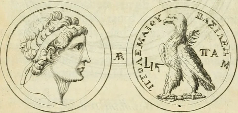 An illustration from Historia Ptolemaeorum Aegypti regum : ad fidem numismatum accommodata, 1701, leaf 134