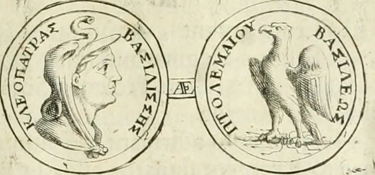 An illustration from Historia Ptolemaeorum Aegypti regum : ad fidem numismatum accommodata, 1701, leaf 144