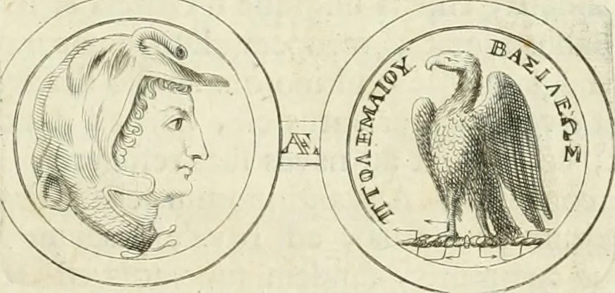 An illustration from Historia Ptolemaeorum Aegypti regum : ad fidem numismatum accommodata, 1701, leaf 144