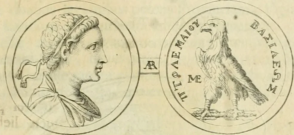 An illustration from Historia Ptolemaeorum Aegypti regum : ad fidem numismatum accommodata, 1701, leaf 188