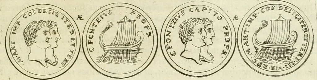 An illustration from Historia Ptolemaeorum Aegypti regum : ad fidem numismatum accommodata, 1701, leaf 214