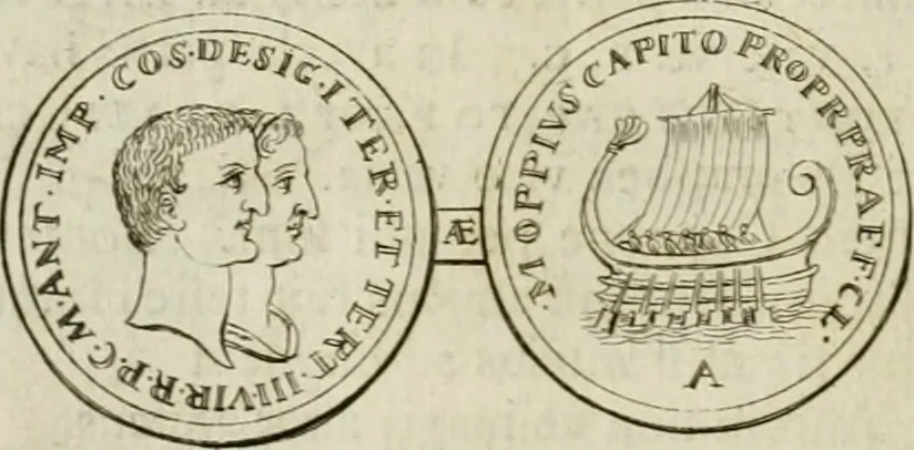 An illustration from Historia Ptolemaeorum Aegypti regum : ad fidem numismatum accommodata, 1701, leaf 215