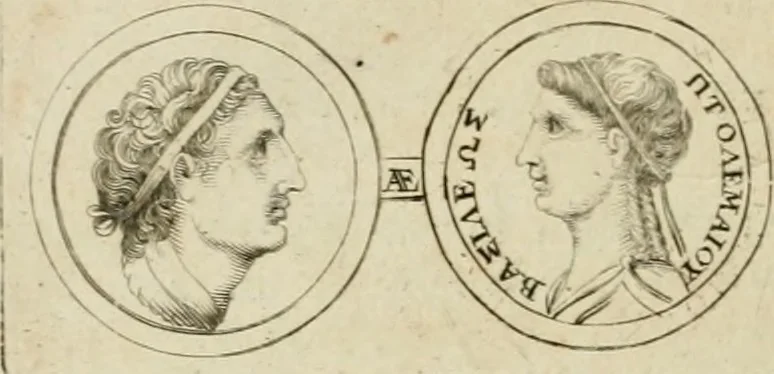 An illustration from Historia Ptolemaeorum Aegypti regum : ad fidem numismatum accommodata, 1701, leaf 49