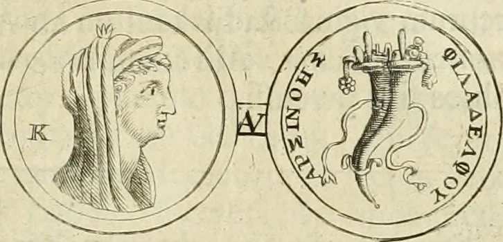 An illustration from Historia Ptolemaeorum Aegypti regum : ad fidem numismatum accommodata, 1701, leaf 66