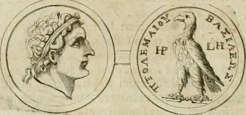 An illustration from Historia Ptolemaeorum Aegypti regum : ad fidem numismatum accommodata, 1701, leaf 93