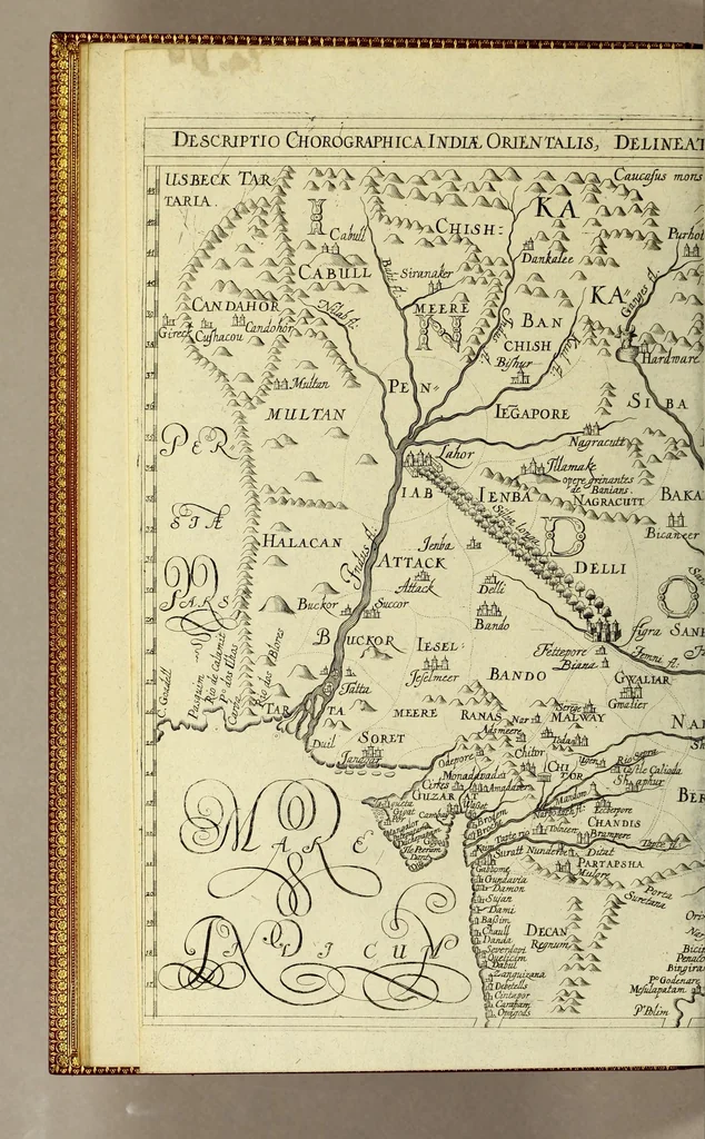 An illustration from Historiarum Orientalis Indiae tomus XII in tres libros siue tractatus distributus. : Quorum primus continet descriptiones chorographicas & topographicas regnorum, provinciarum, insularum, vrbium, castellorum, emporiorum montium atque fluviorum, totius illius continentis, quae vulgo Orientalis Indiae nomine censetur: imprimis Chersonesi Aureae, Sinarum, Iaponum, Sinus Perfici & Gangetici, Oceani Eoi & littoris Africani: adiectis incolarum moribus & ritibus, ipsiusque soli ingenio & natura. Secundus habet narrationes exquisitas aliquot nauigationum & expeditionum marinarum, ab Anglis Batauisque potissimum, in omnes illas Orientis & Austri partes susceptarum, vt & praeliorum aliquot naualium vario euentu commissorum: quibus accessit periplus orbis terrae, à Iacobo Eremita, Nauarcho Batauo absolutus: quae historia incipit ab anno An. C. M. DC. XIII. terminaturque initiis anni M. DC. XXVI. Tertius tribuitur descriptioni quarundam septentrionalium regionum atque insularum, ante non satis cognitarum, nempe partis Scythiae, Moscoviae, quae magna pars est Sarmatiae Europae & Asiaticae, nec non Samogetiae, Islandae, Gronlandiae & aliarum, quarum plenior notitiae, expeditionibus Nauarchorum felici industria in eas orbis partes confectis, ad nos peruenit: à primis Aquilonarium nauigationum initiis ad nostra tempora. I. Ludouicus Gotofridus ex Anglico et Belgico sermone in Latinum transtulit, nouis accessionibus locupletauit, ordinem & concinnitatem addidit: non sine tabulis chorographicis & figuris aeneis, vnde lumen toti historiae, 1628, leaf 22