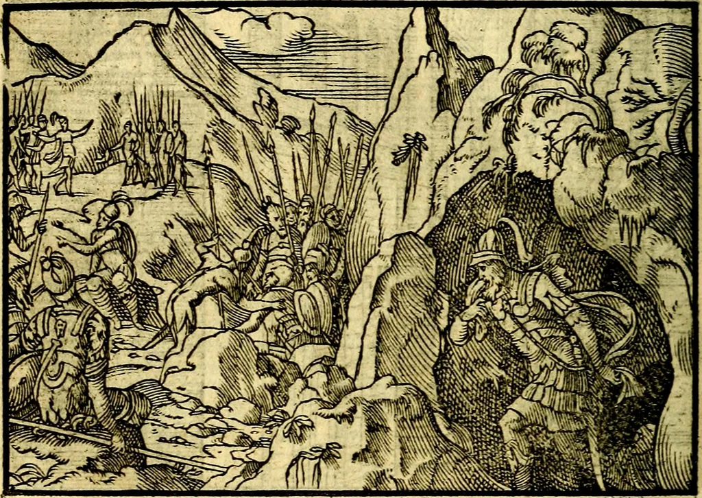 An illustration from Historiarvm memorabilivm ex Exodo, sequentibusq́ [] libris descriptio, 1558, leaf 103