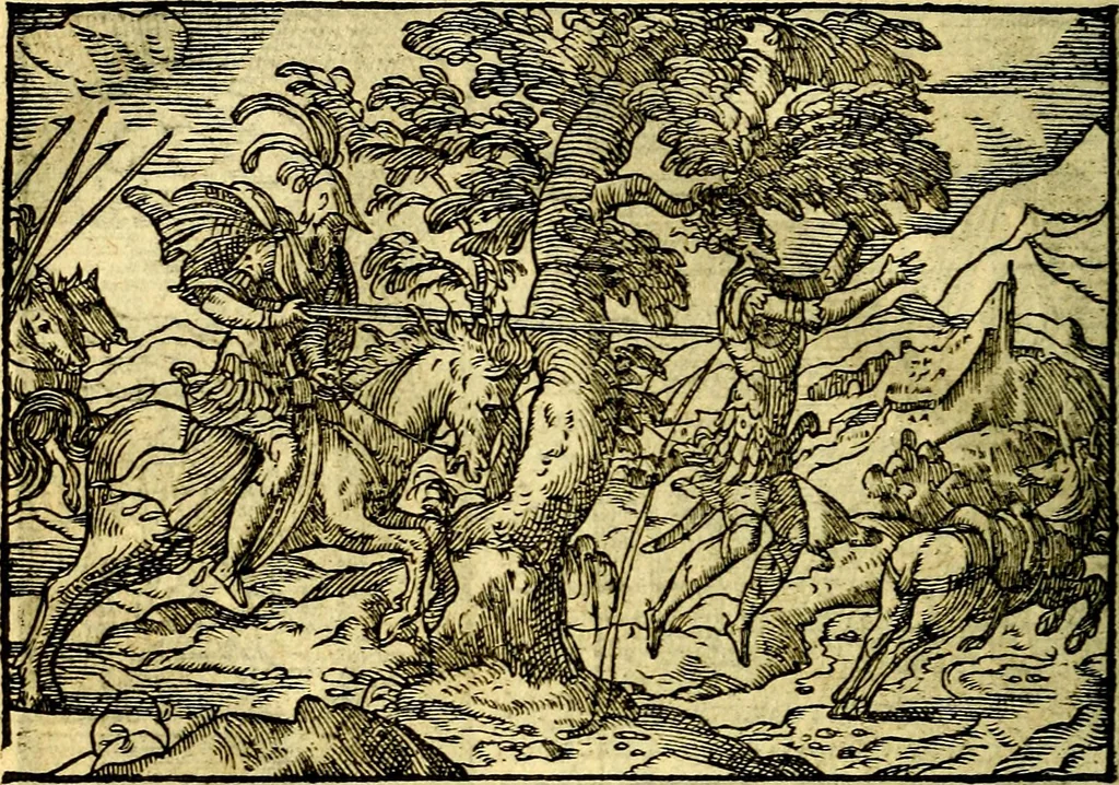 An illustration from Historiarvm memorabilivm ex Exodo, sequentibusq́ [] libris descriptio, 1558, leaf 107